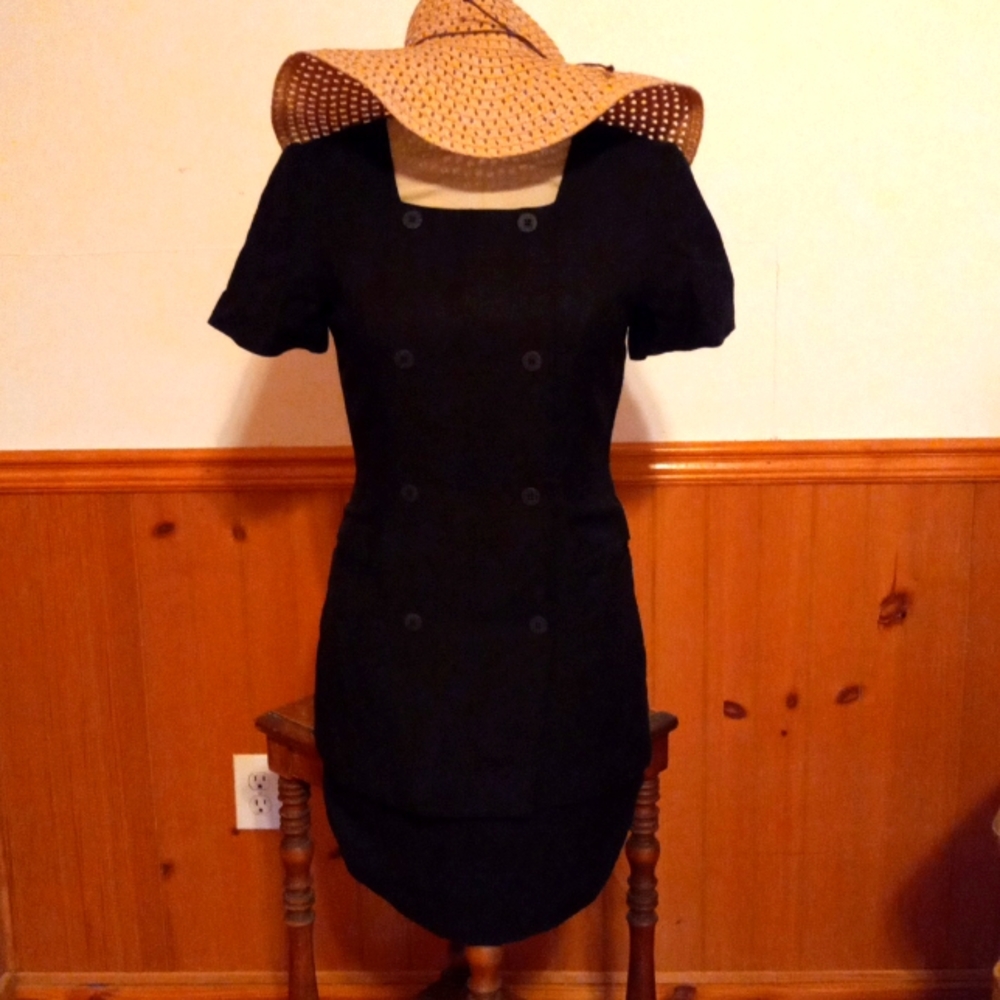 Business dress, basic black tunic with attached jacket, one piece, zip up